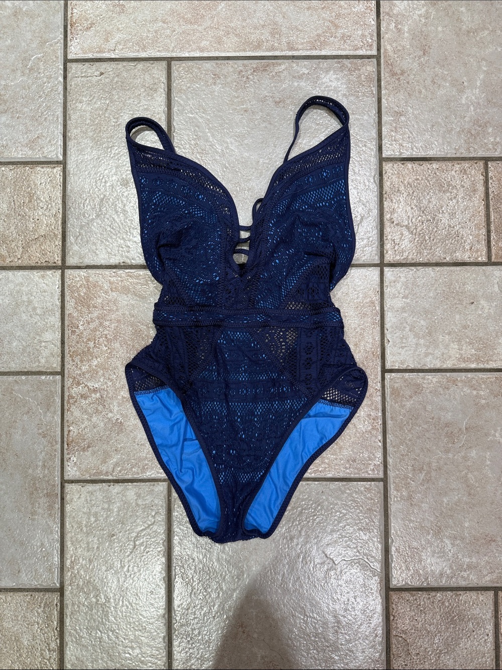 BECCA Colorplay Blue Lace One Piece Swimsuit